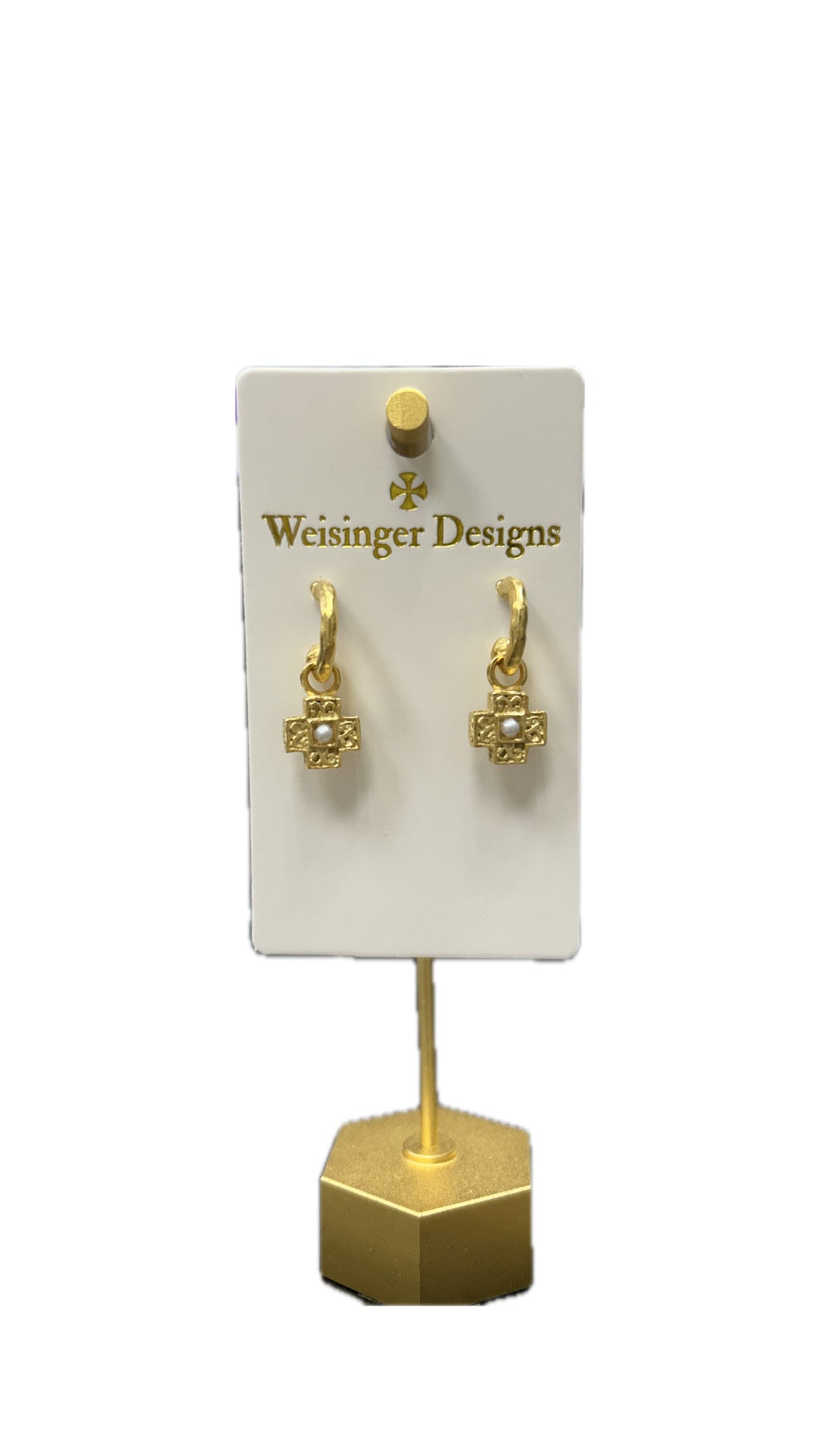 Weisinger Design cross cz pearl earring