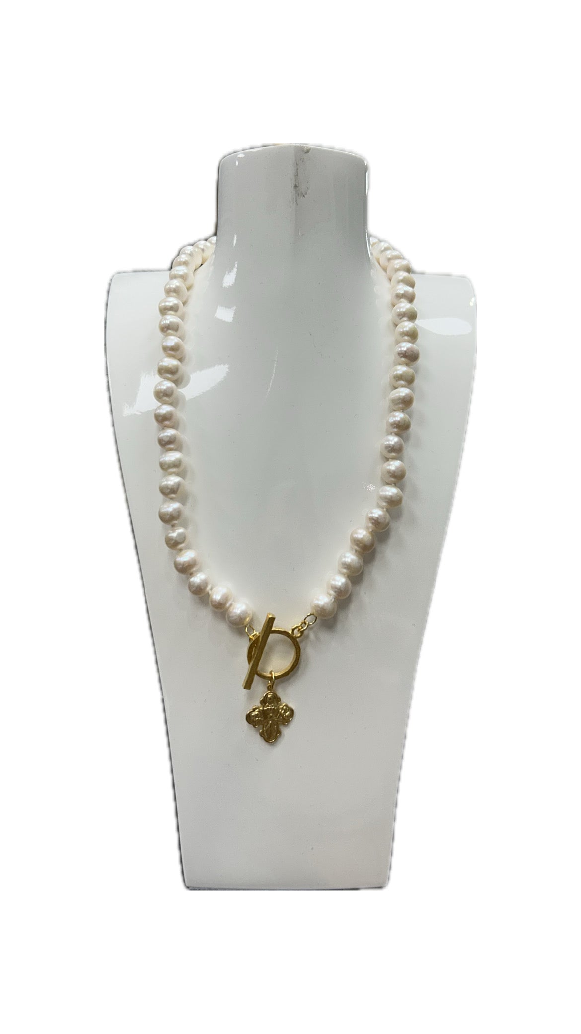 Weisinger Design pearl necklace with cross accents