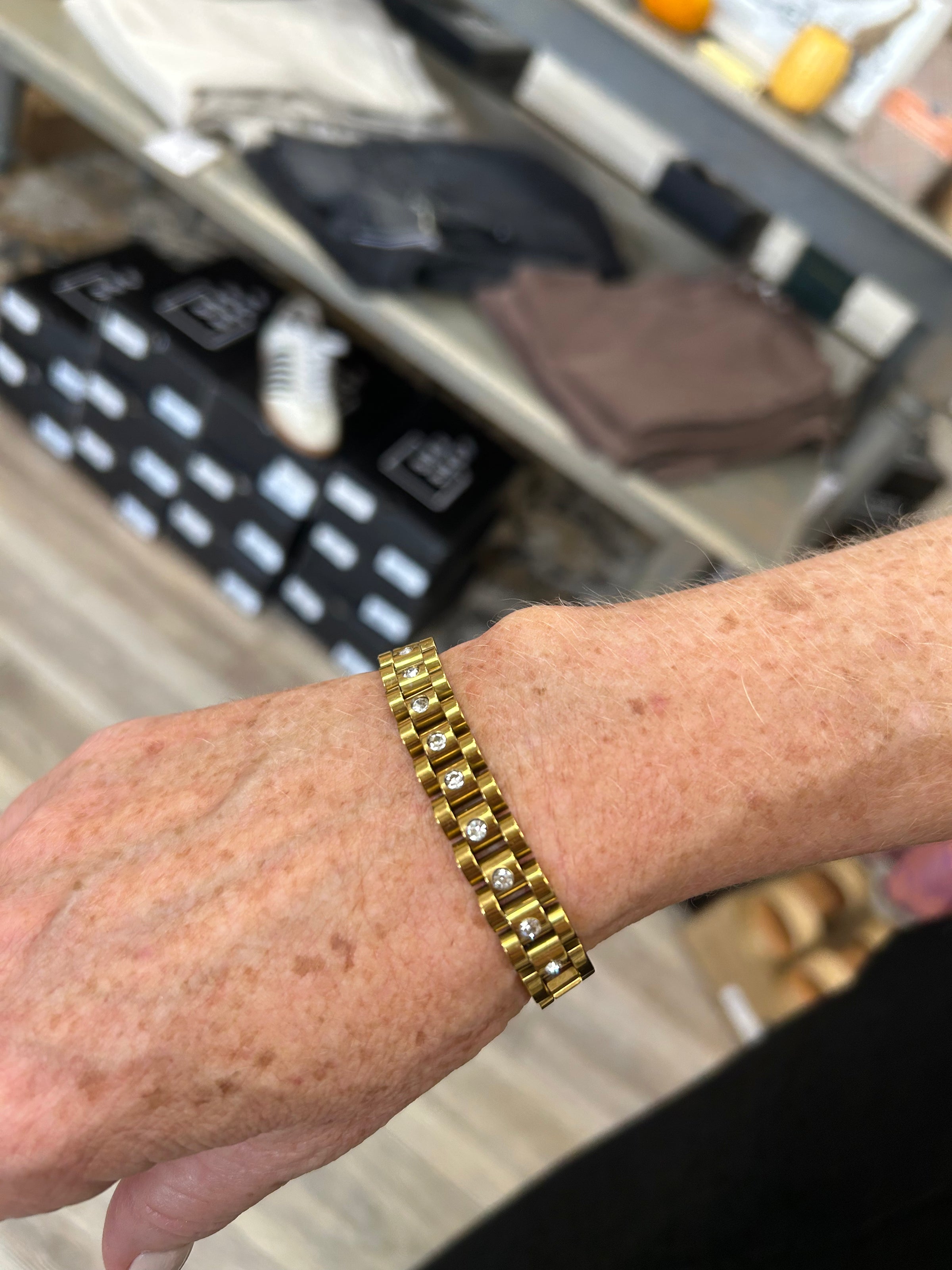 Thin Gold Rolly Diamond Watch Band