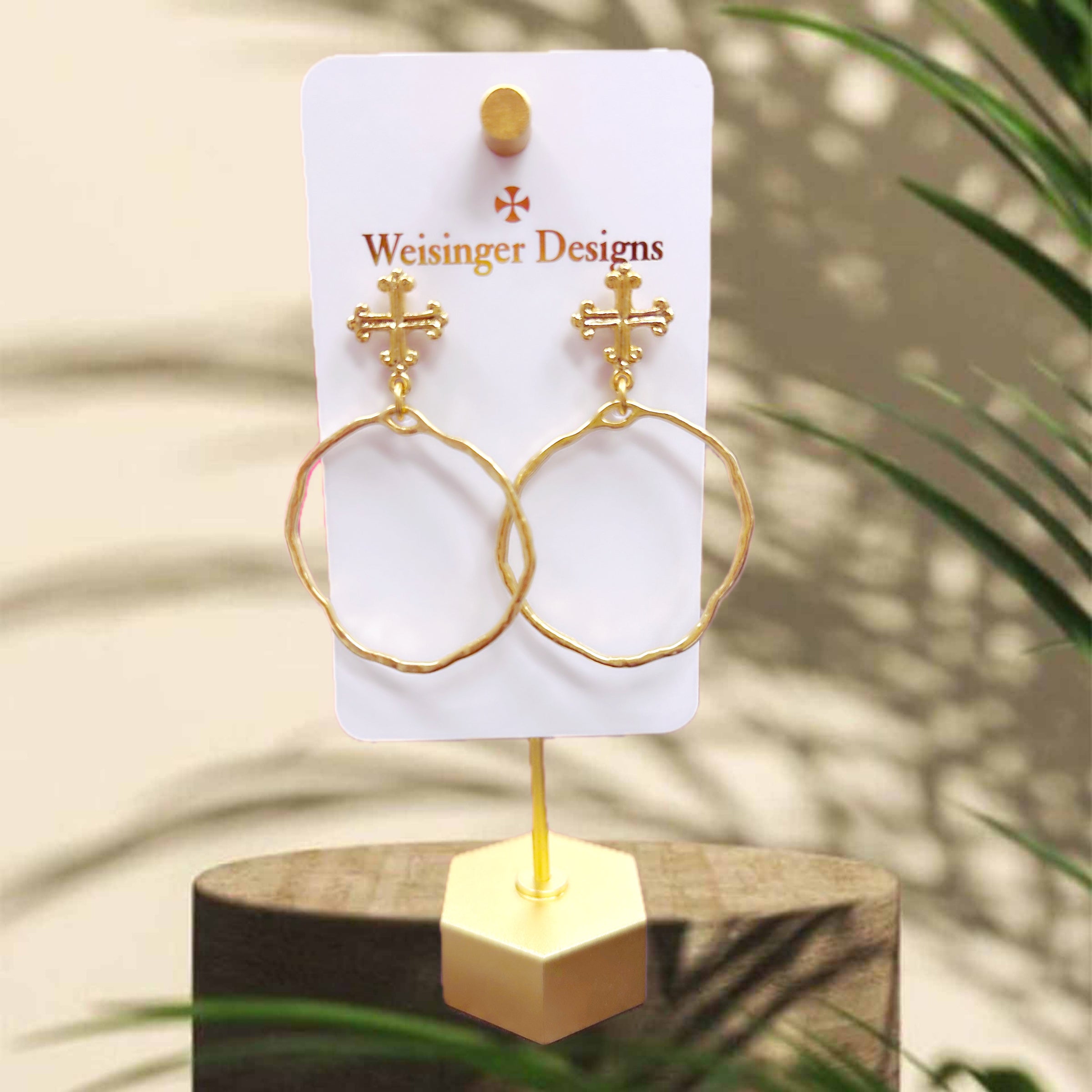 Weisinger Designs - Cross Earring With Medium Hoop