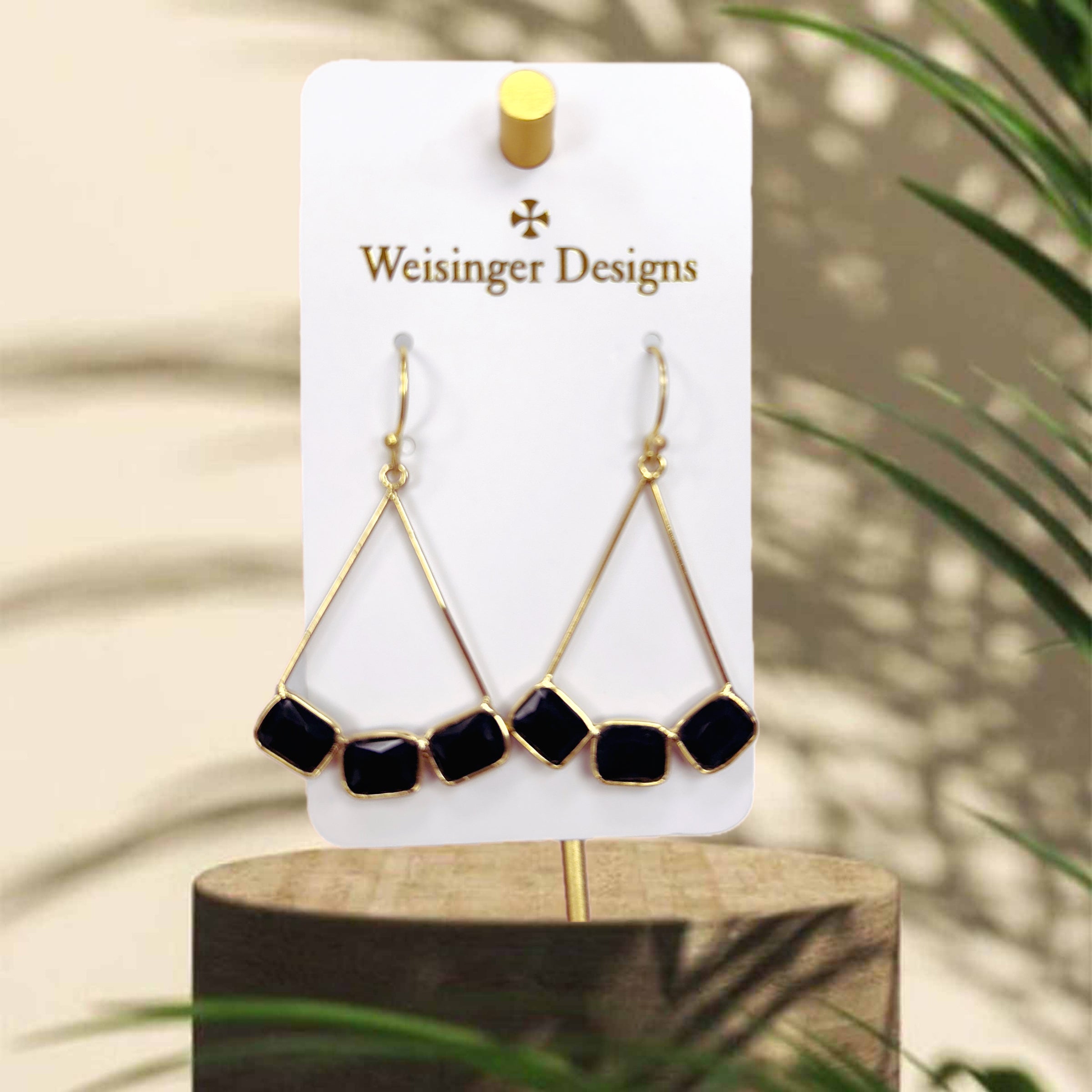 Weisinger Designs - Black stone Dangle Earrings