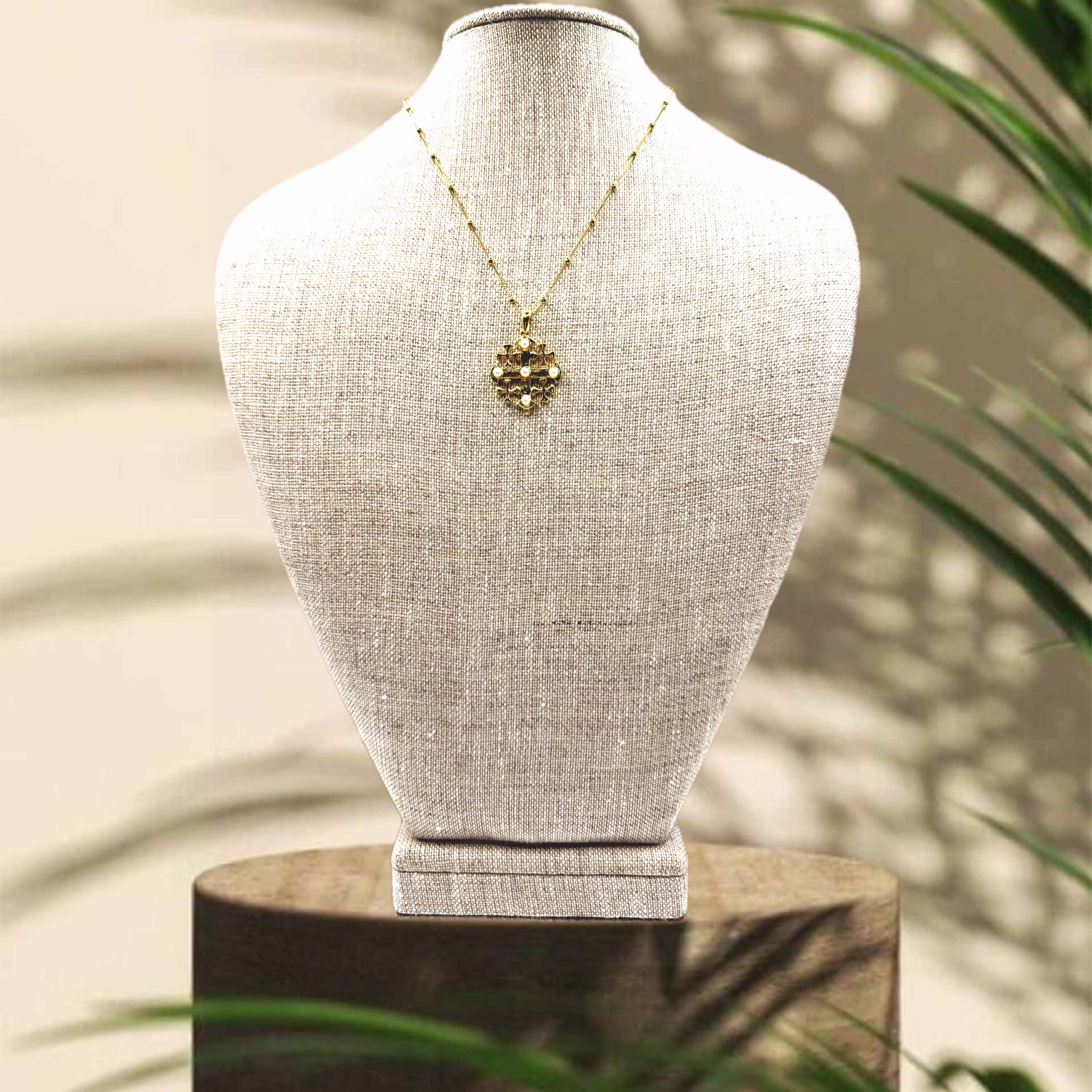 Weisinger designs 16”to 18”Jerusalem cross necklace with pearl accents