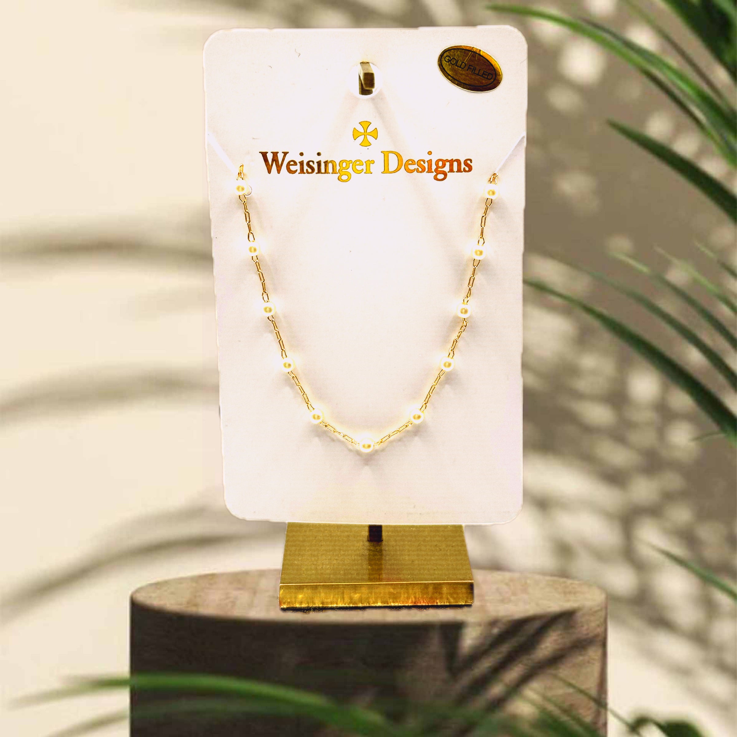 Weisinger Designs gold filled tiny pearl station necklace