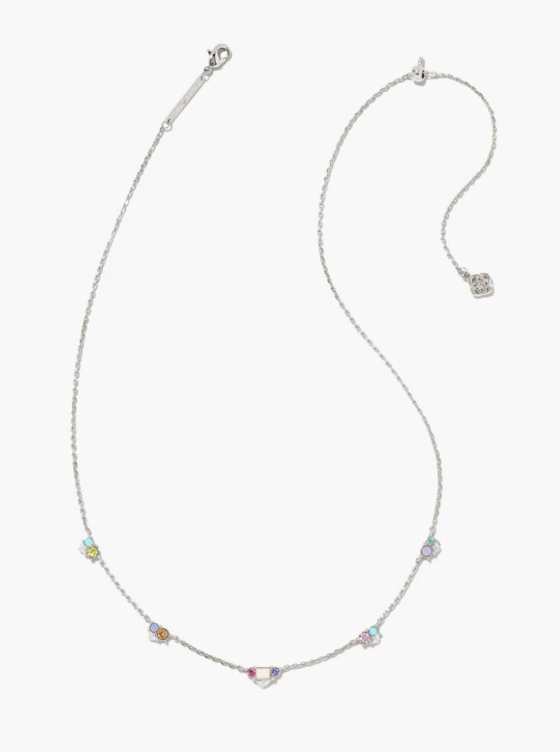 Kendra Scott Devin Silver Crystal Strand Necklace in Pastel Mix