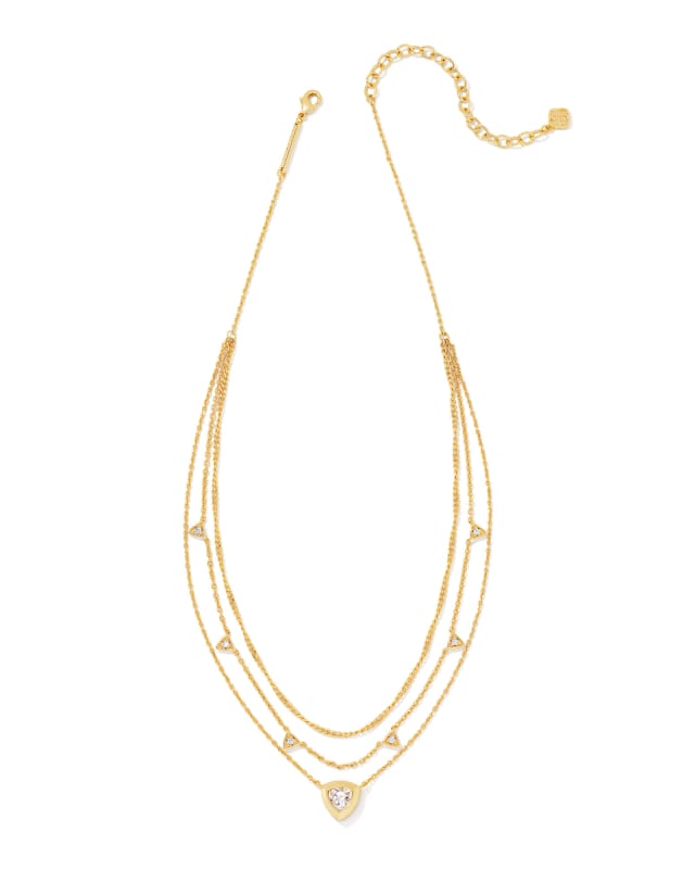 Kendra Scott Arden Gold Multi Strand Necklace in White Crystal