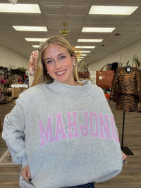 ‘MAHJONG’ applique patch mock neck sweatshirt