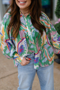 The Leah blouse - Leaf print button down blouse - Ee:some