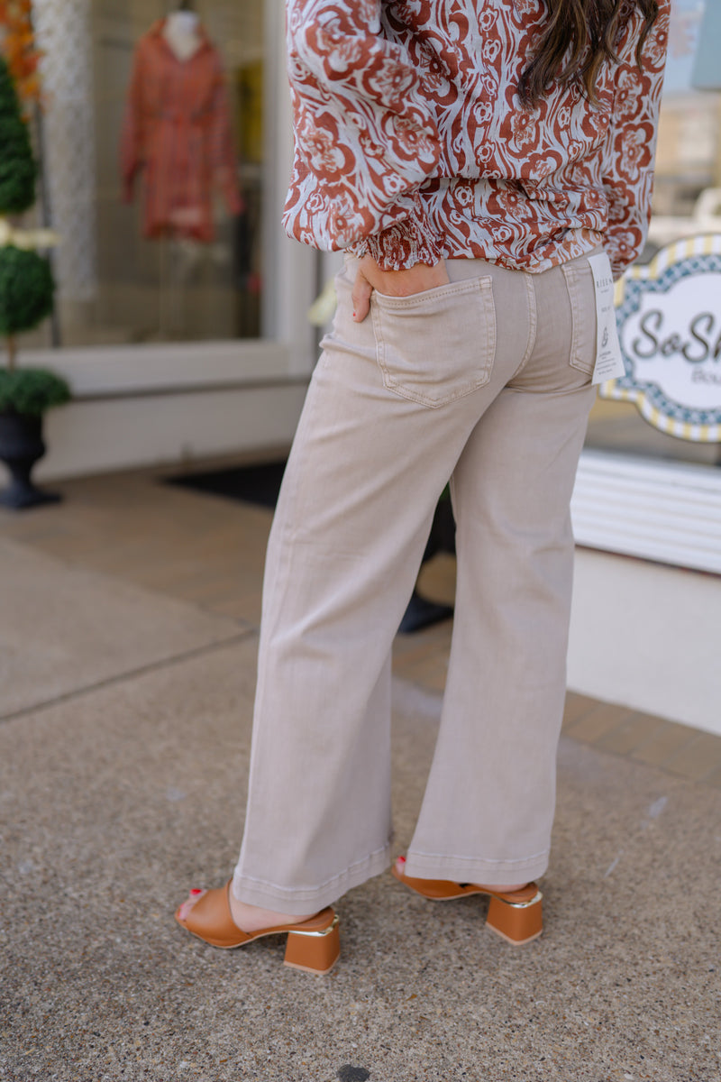 Risen Mid Rise crop wide Leg-Adjustable