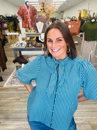 The Blair Stripe Tie-Neck Blouse
