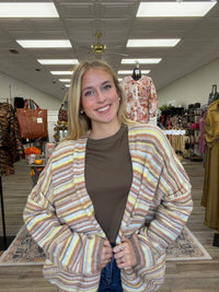 The Mocha Cardigan - Striped soft design