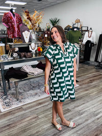 Emerald Abstract Shift Dress