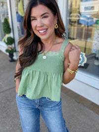 The Ava top - Olive green woven top