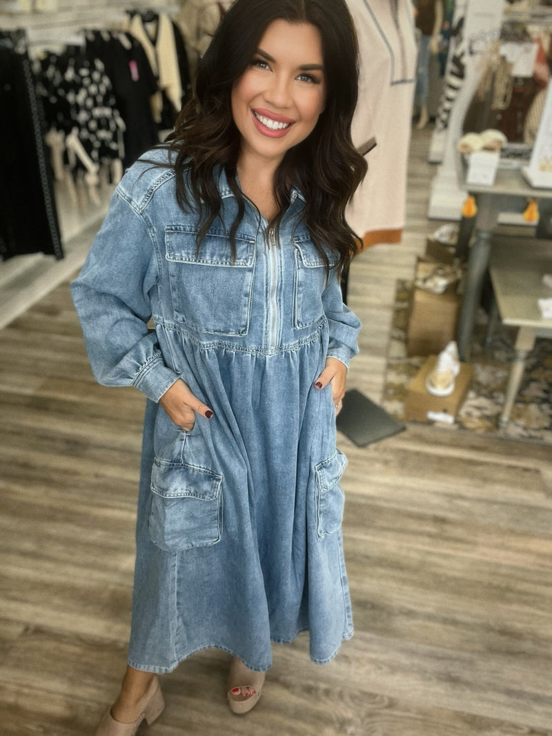The Denise Denim Dress SoShee Boutique The Denise Denim Dress SoShee Boutique