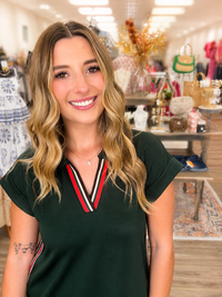 The Evergreen Lane Polo Maxi Dress has a contrasting striped trim detail, collared V-Neckline, cap sleeves with lightweight, comfortable fabric. The best part- it has pockets!