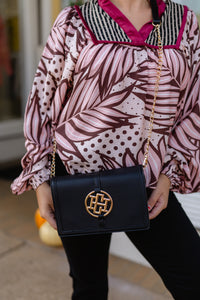 Cecilia Circle Logo Handbag Black - Caroline Hill