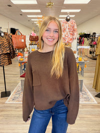 Autumn Haven Pocket sweater - roll neck pocket sweater with front patch pocket