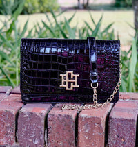 Bryn Crossbody Clutch Black Patent - Caroline Hill