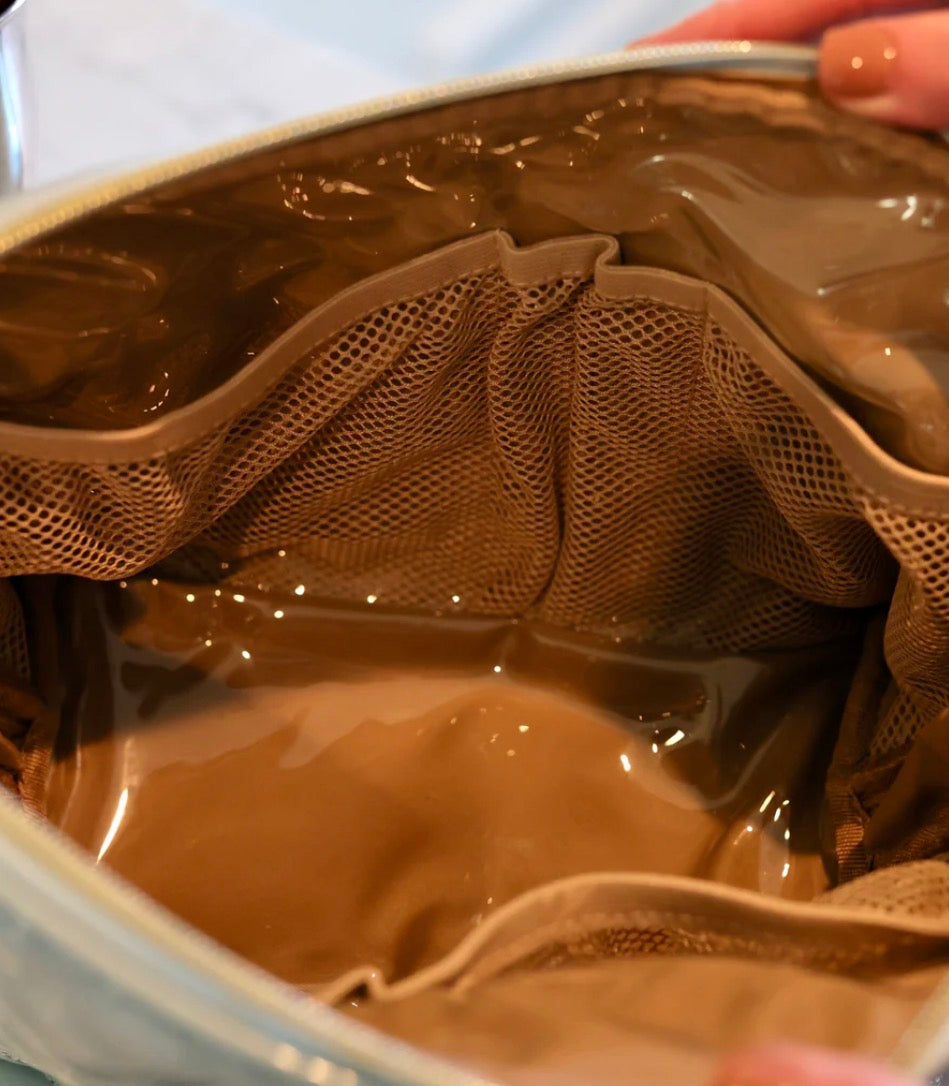 Caroline Hill - Capri Large Pouch - Light Blue Patent