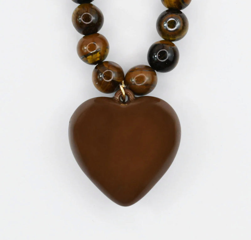Janel Tiger Eye Gemstone Necklace - Brown