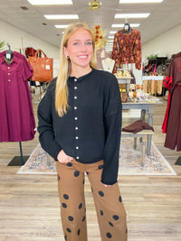 After hours Button Cardigan - Black Long Sleeve Soft Material Great Layering Piece