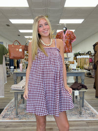 The Blaire Dress - Ruffle spaghetti strap gingham dress