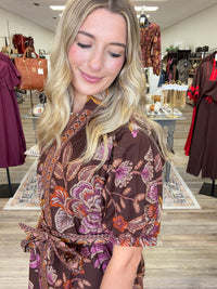 Harvest Muse Dress - Puff Sleeve Tie Dress