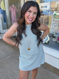 The Heidi Skort Set - Two Piece Set Checkered Sage Print - HYFVE