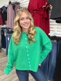 The Miranda Cardigan - Green Long Sleeve Button Down Soft - Ee:some