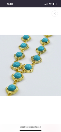 Turquoise Cascade Gold Necklace