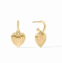 Julie Vos - Puffy Heart Hoop & Charm Earring - Gold