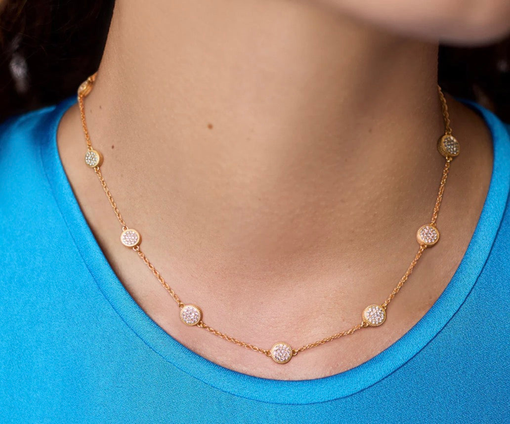 Julie Vos - Windsor Delicate Station Necklace - Gold - Pave