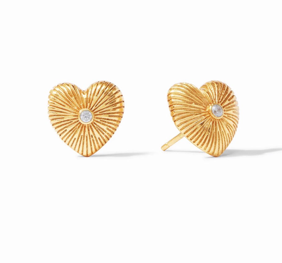 Julie Vos - Esme Heart Stud - Gold - Cubic Zirconia
