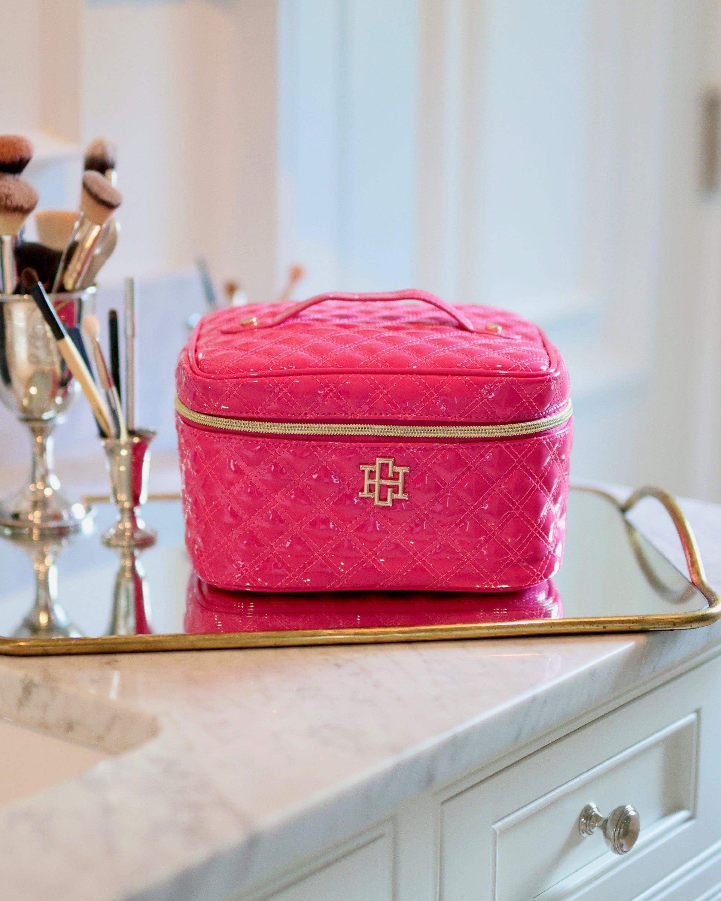Carline Hill - Hampton Train Case - Hot Pink