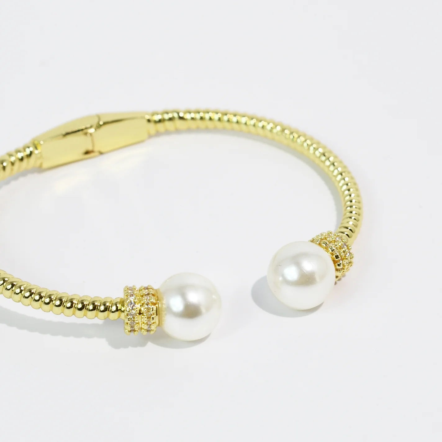 Pearl Serenity Gold Bangle - treasure jewels
