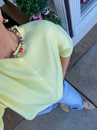 The Bethany Cardigan - Yellow Short Sleeve Button Down Half Sleeve - Ee:some