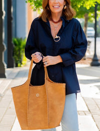 Caroline Hill - Emory Whipstitch Tote Bag Mustard S