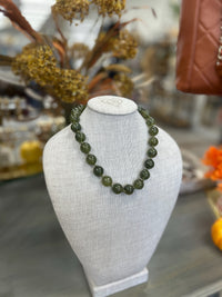 Olive Green Beaded Statement Necklace