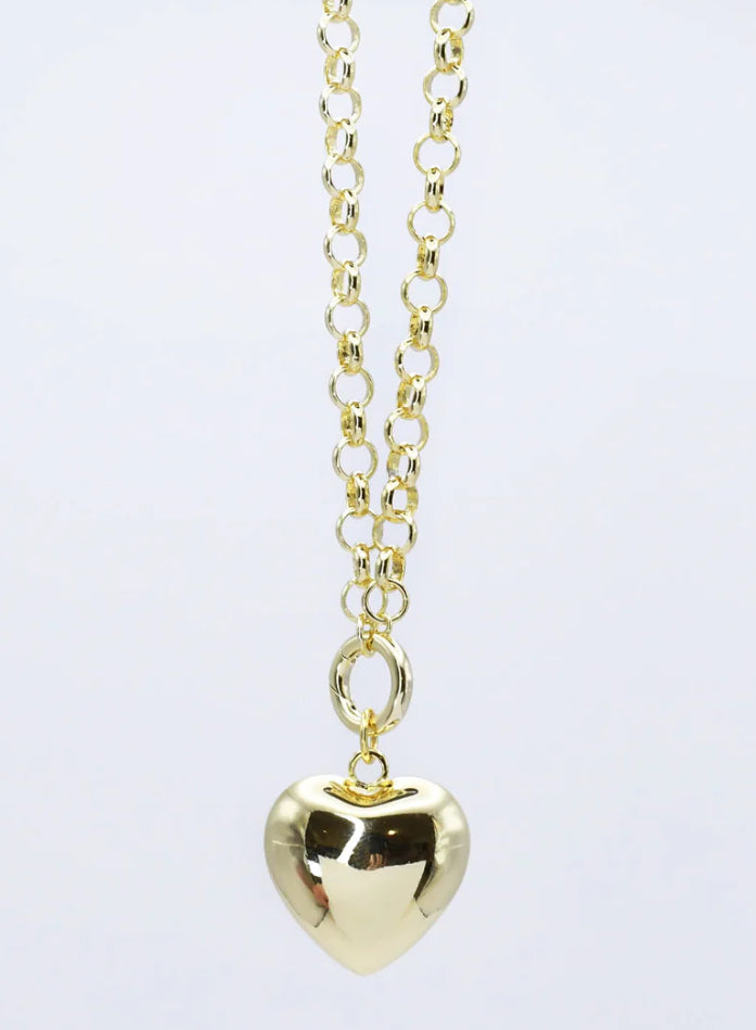 Dainty Chain Puffy Heart Necklace