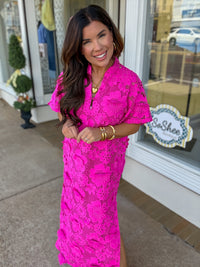 The Leighton Magenta Dress - Hot Pink Maxi lace Dress - BuddyLove