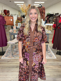 Harvest Muse Dress - Puff Sleeve Tie Dress