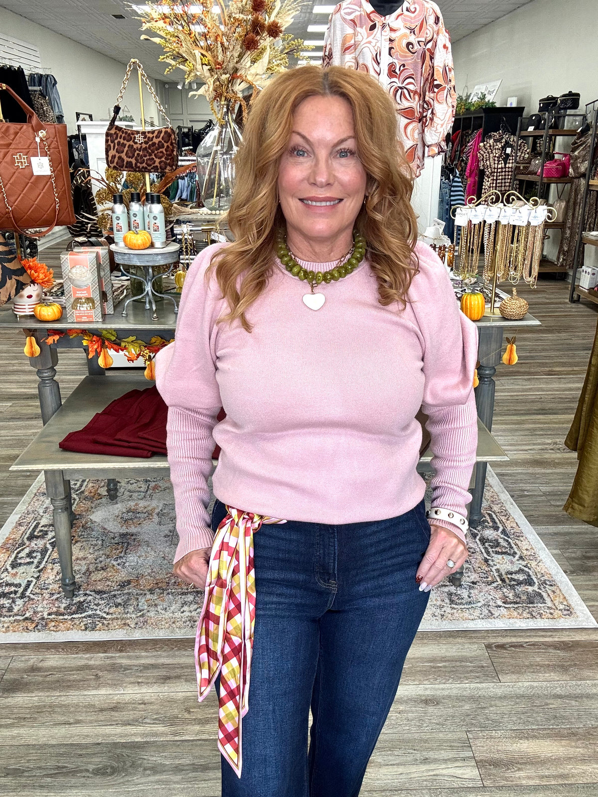 Pretty in pink sweater - Soft dusty pink knit sweater featuring feminine puff sleeves, a classic round neckline, and a relaxed high-low hem.