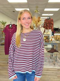 The Regan Striped Sweater - striped long sleeve soft sweater