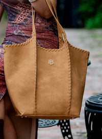 Caroline Hill - Emory Whipstitch Tote Bag Mustard S
