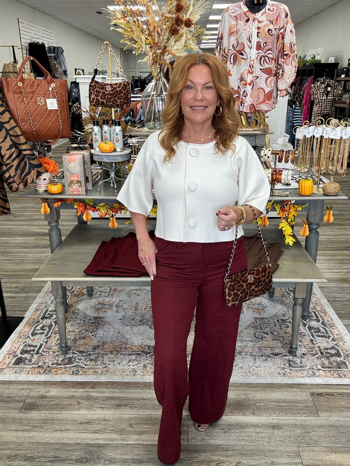 The Uptown Cream Top - Short Sleeve Round Neckline Button Up Details