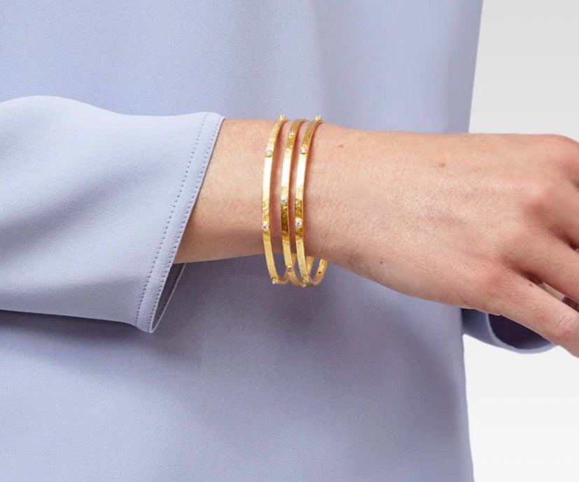 Julie Vos - Crescent Stone Bangle - Gold - Cubic Zirconia - Medium