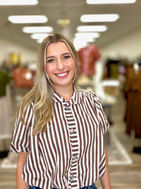 The Harlow Striped Button-Up Top 🤎