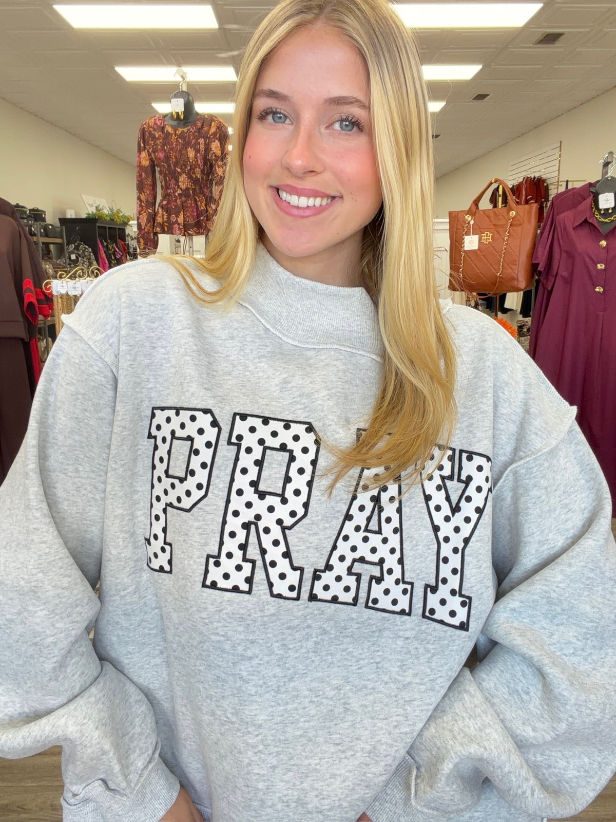 The “Pray” SweatShirt - Embroidered Mock Neck Sweatshirt