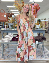 The Blair Fall Dress - Floral Autumn Print Front Detailing