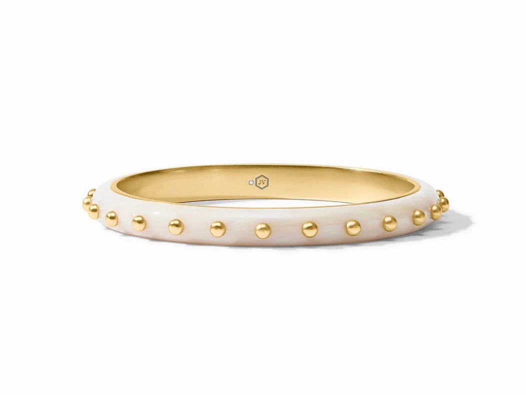 Julie Vos - Colette Bangle - Gold & Acrylic - Alabaster - Medium