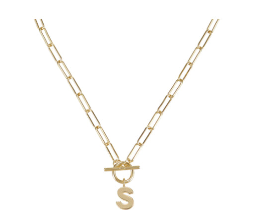 Natalie Wood Design Toggle Initial Necklaces in S Gold